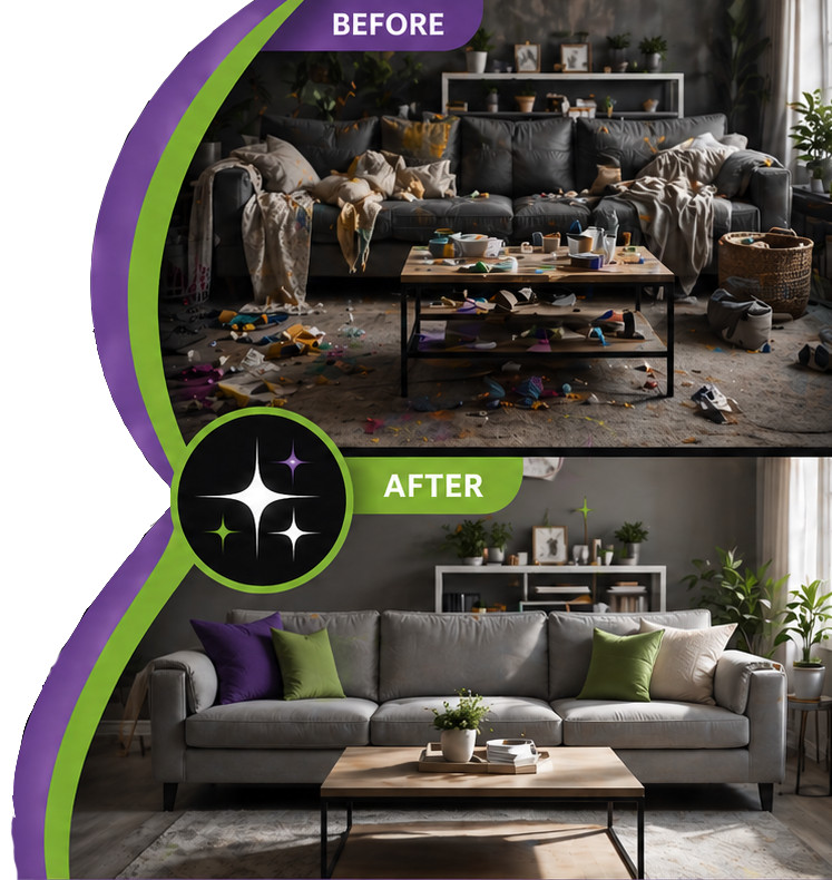 Before and after room cleaning comparison